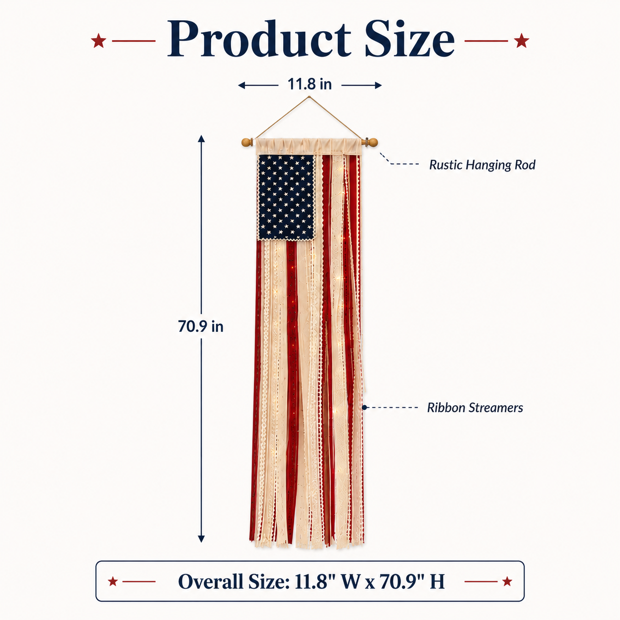 Lighted Rag Patriotic Porch Banner