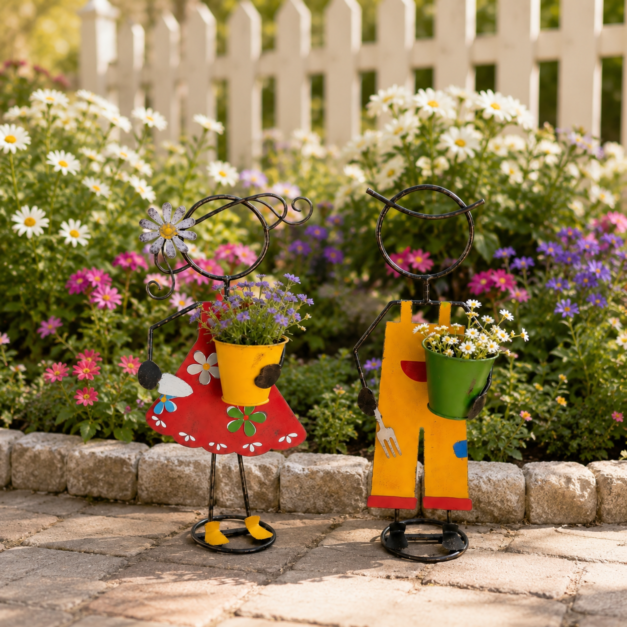 Cute Metal Garden Planter Statue