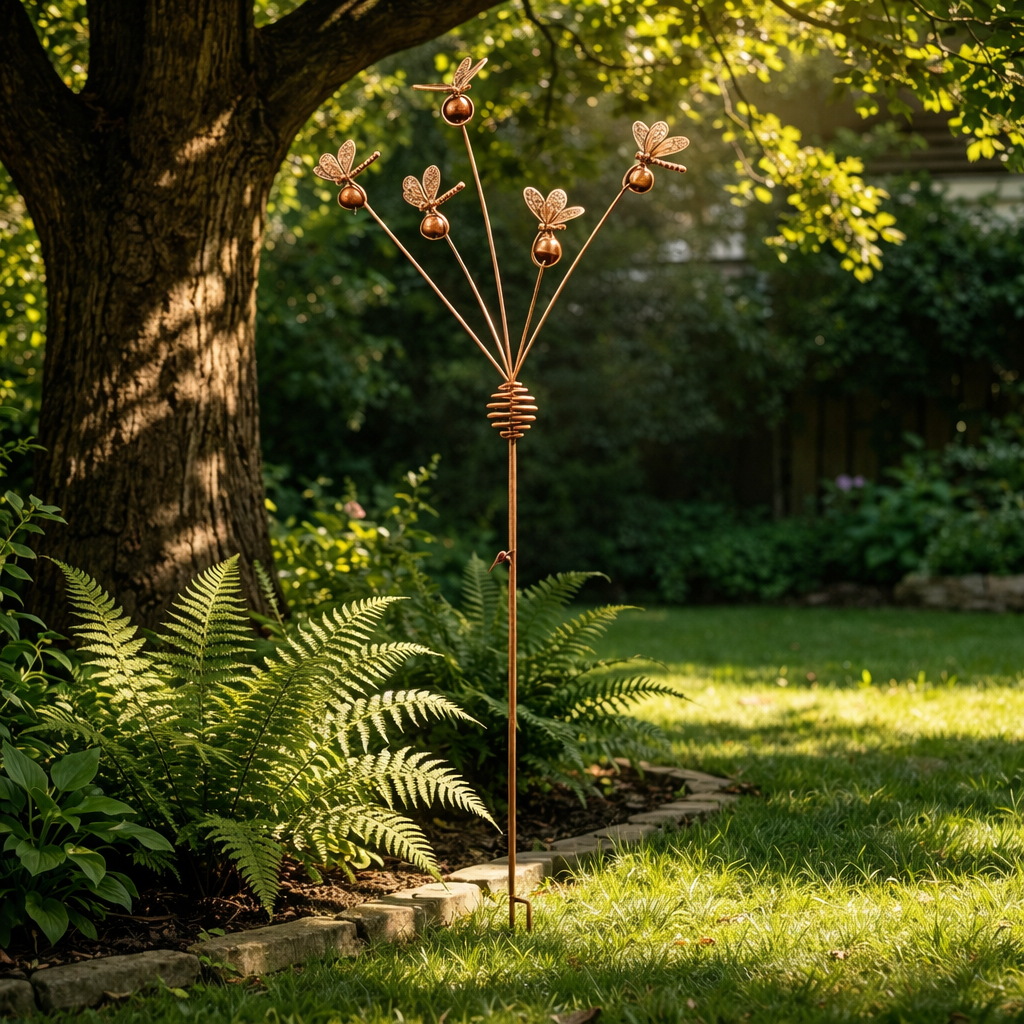 Dragonflies and Bells Garden Stake