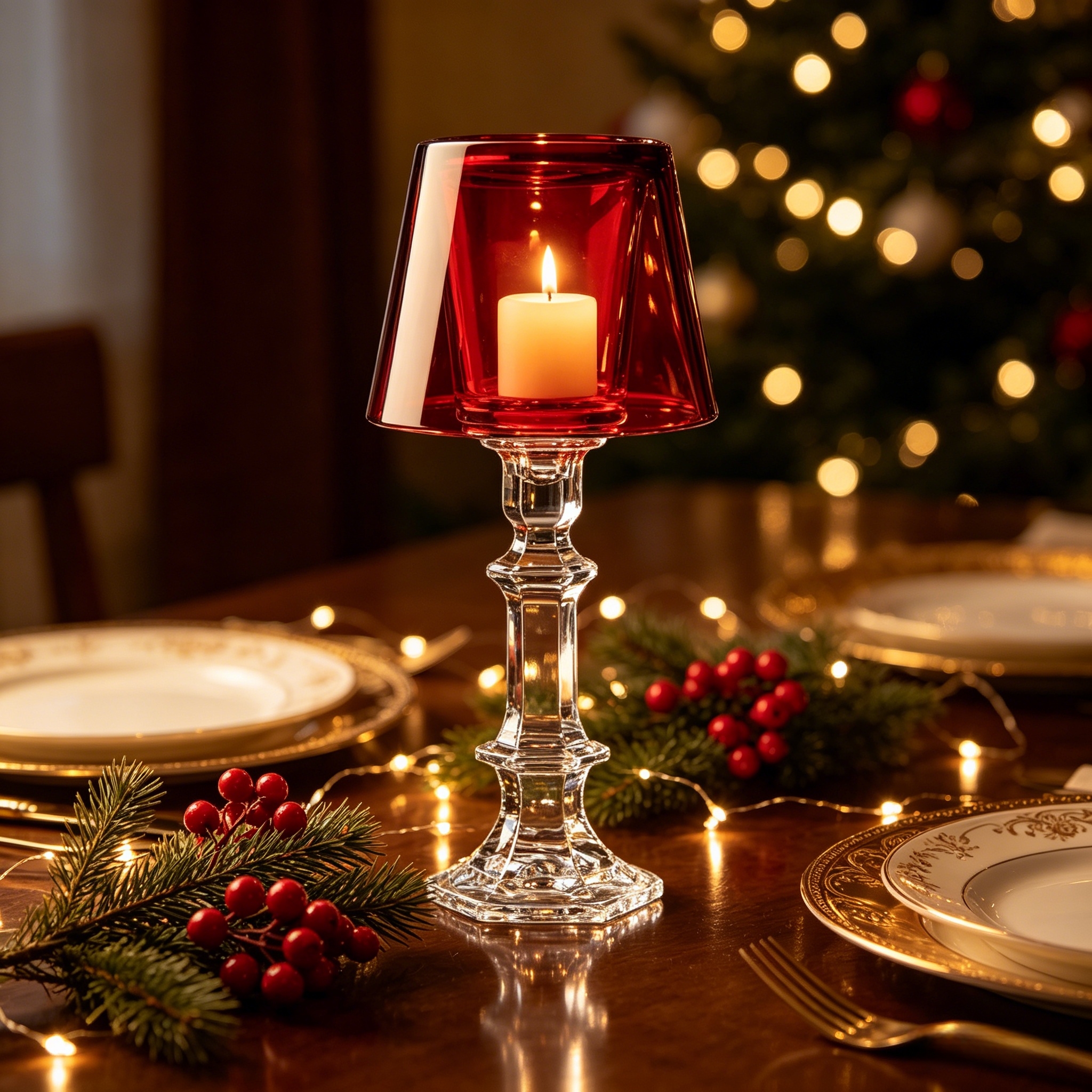 Elegant Crystal Hurricane Candleholder