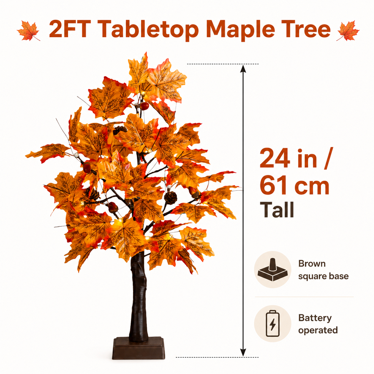 Pre-Lit Fall Maple Tree Tabletop Decor