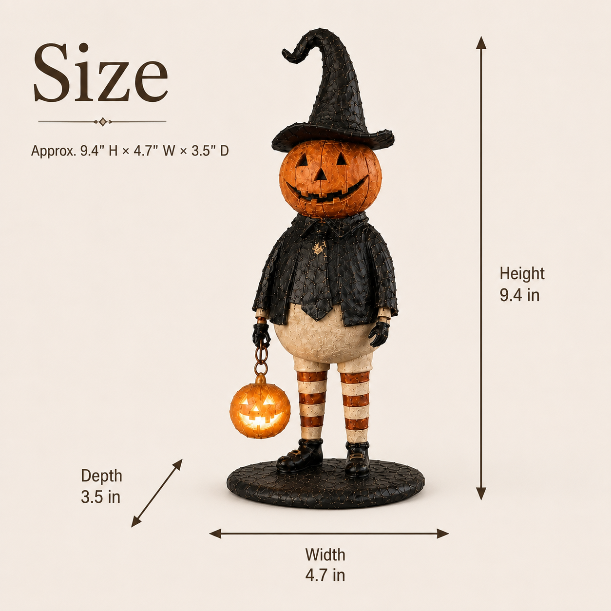 Vintage Lighted Pumpkin Witch Figurine
