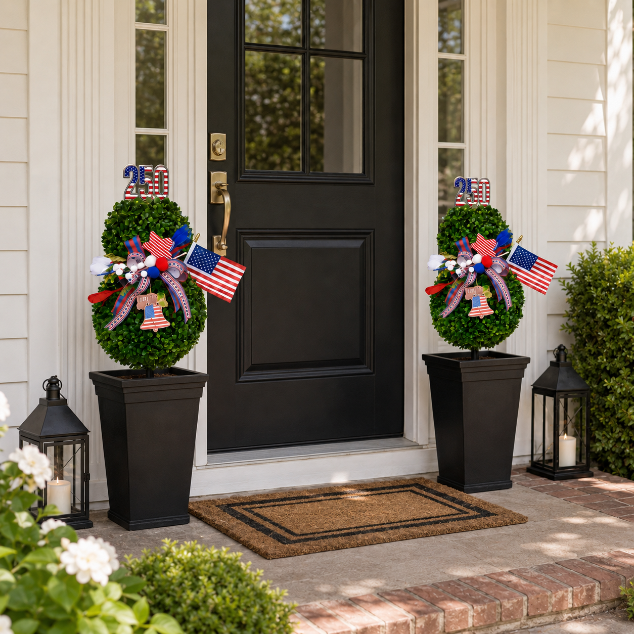 4th of July Patriotic Artificial Topiary Garden Stake