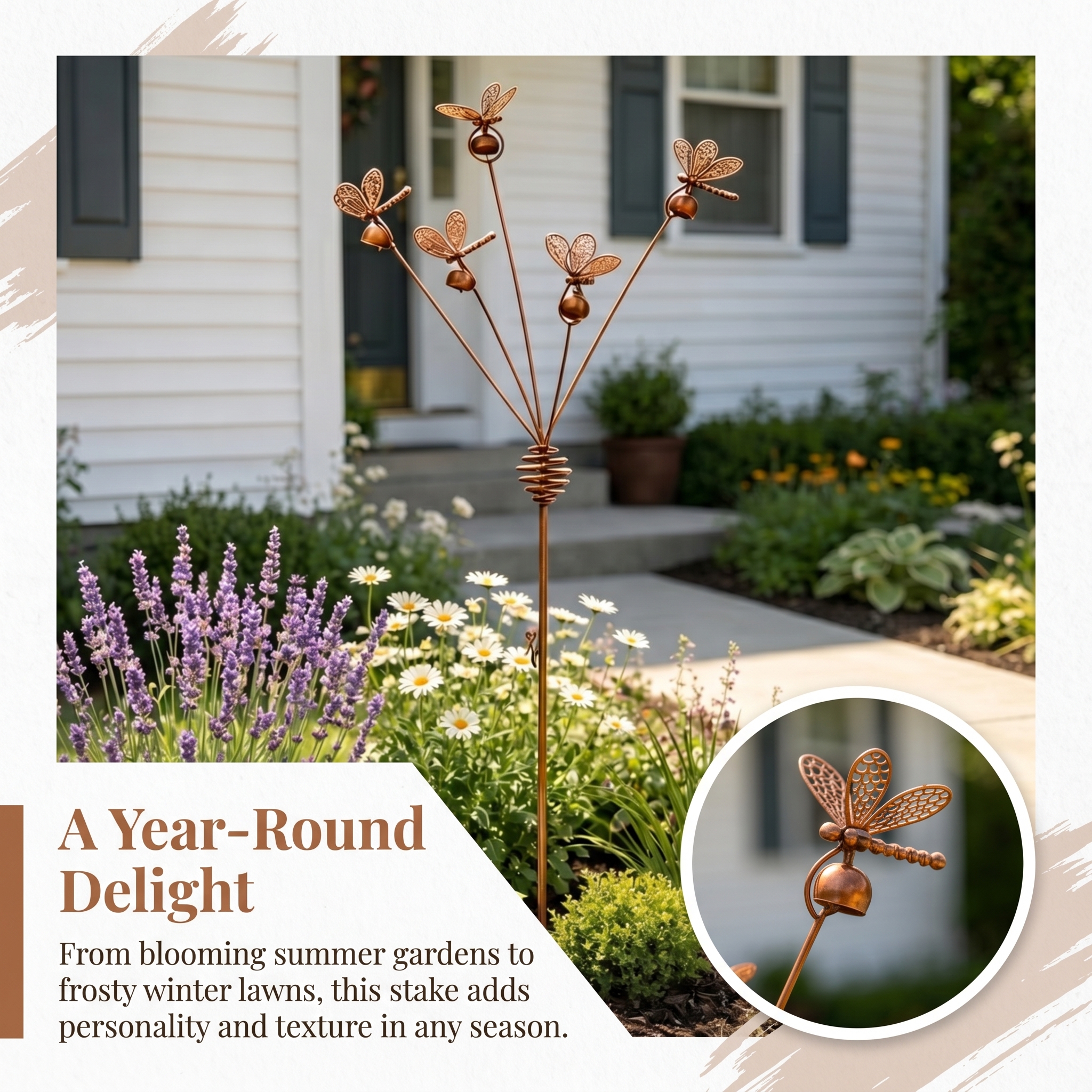 Dragonflies and Bells Garden Stake