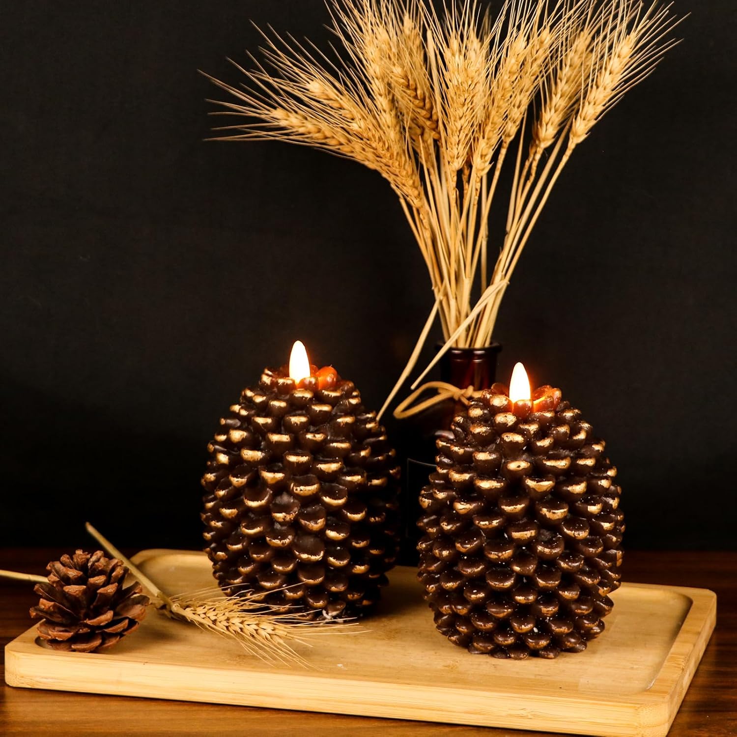 Flameless Pinecone Candles Battery Operated with 6 Hour Timer