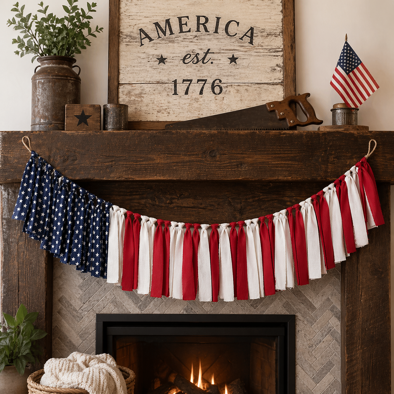 Handmade American Flag Garland