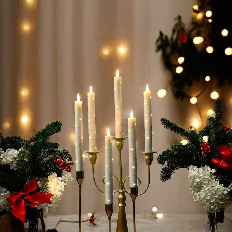 3 Pcs LED flameless Candle With Embedded Star Light String