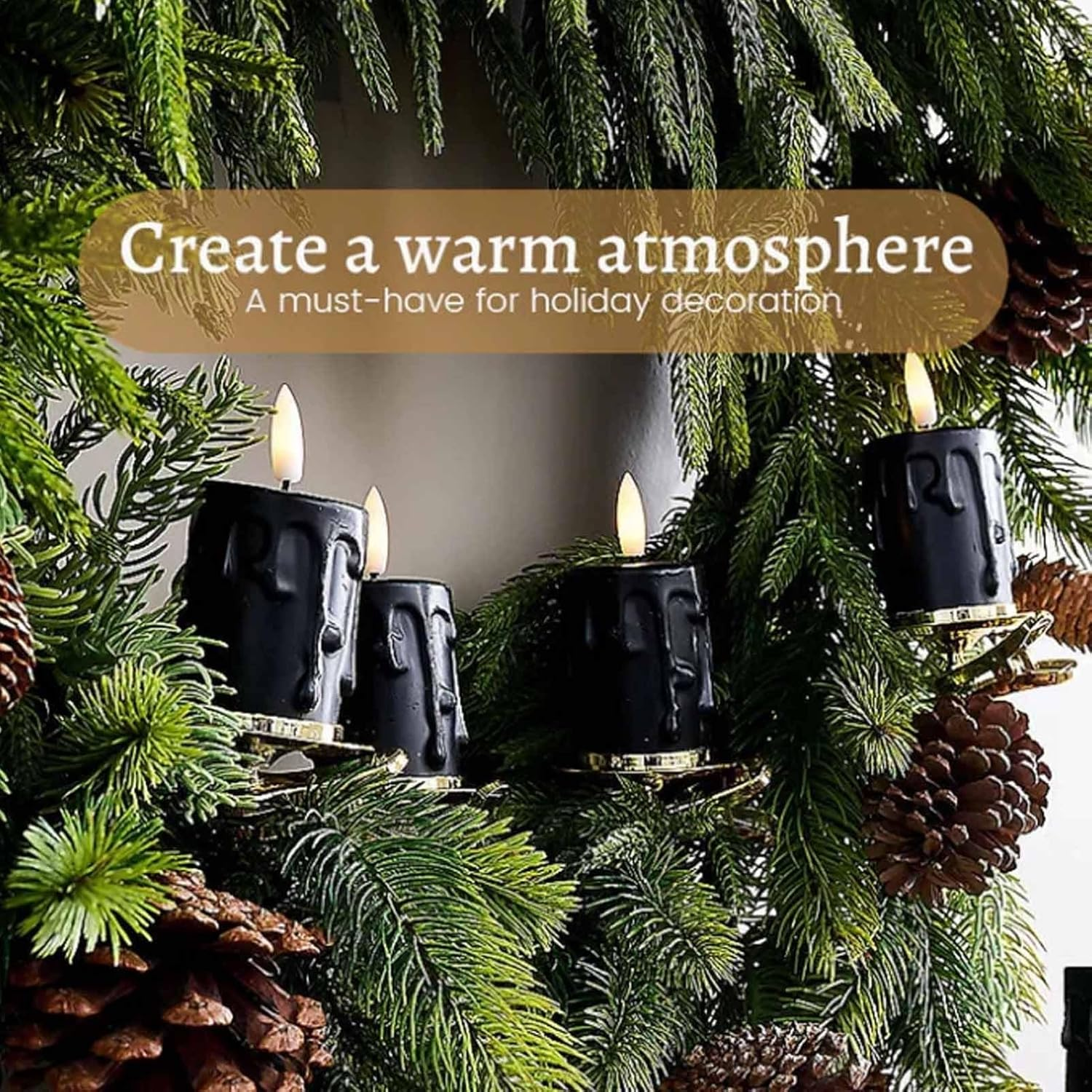 Set of 2 Clip-On Flameless Christmas Tree Candles With Timer