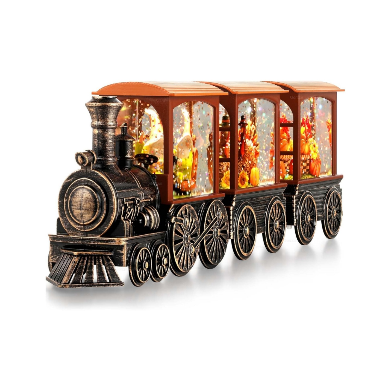 Lighted Fall Decor Swirling Glitter Snow Globe Lantern with Timer