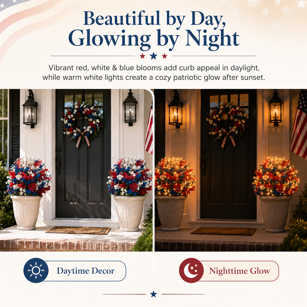 Lighted Patriotic Artificial Flower Garden Stakes