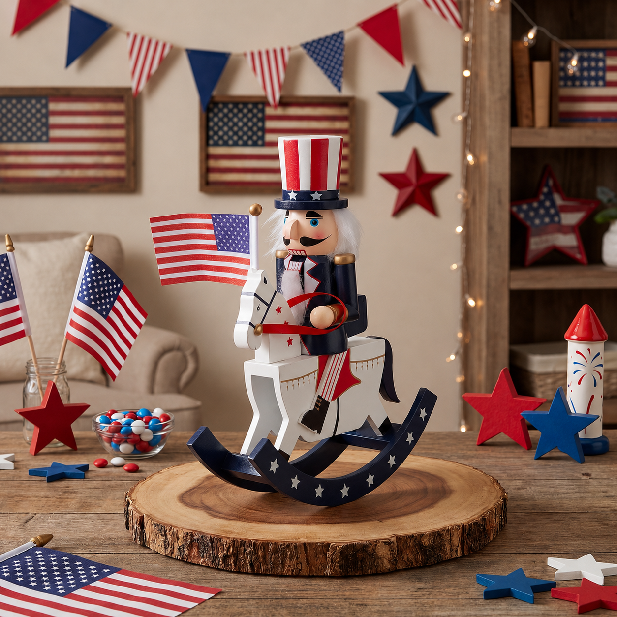 Patriotic Nutcracker Rocking Horse