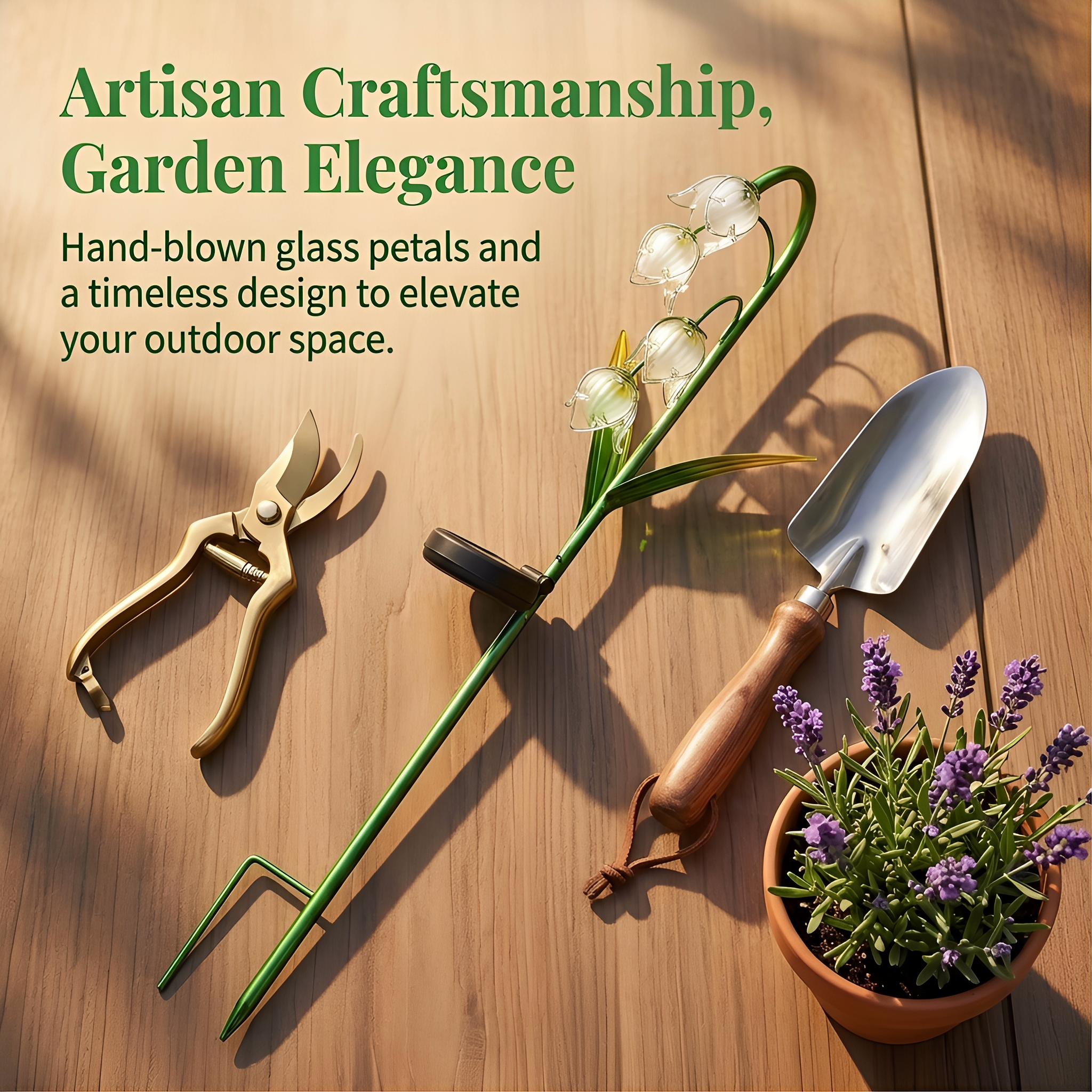 Artisanal Glass Lily of the Valley Solar Stakes