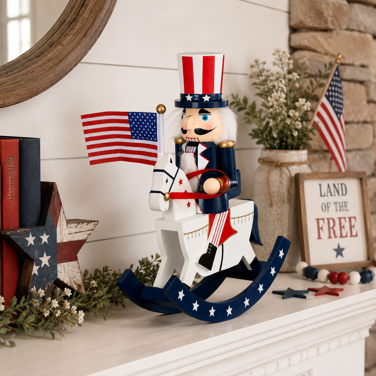 Patriotic Nutcracker Rocking Horse
