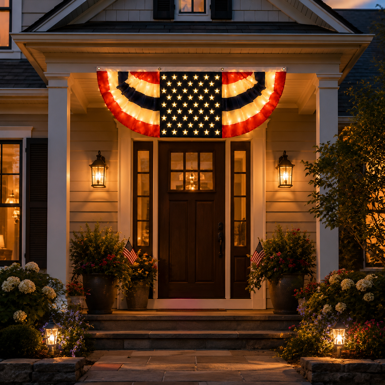 Lighted Patriotic Bunting Banner