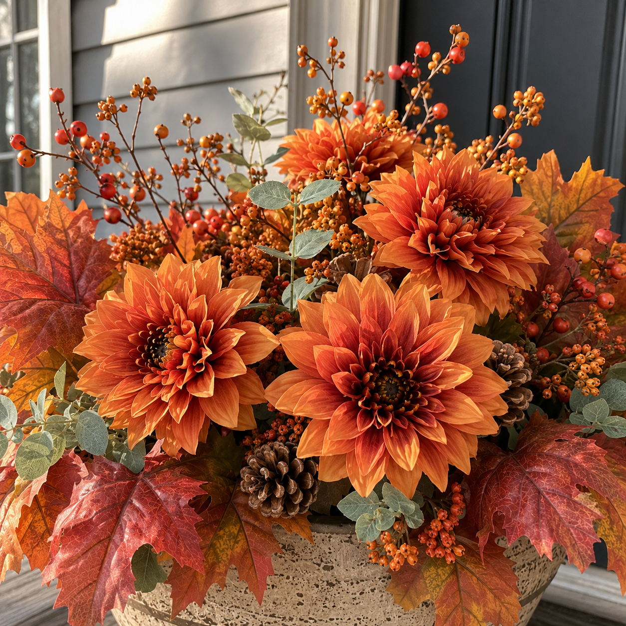 Autumn Harvest Planter Inserts – Set of 6 Realistic Fall Floral Picks
