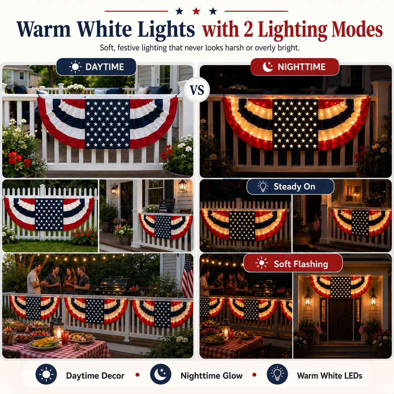Lighted Patriotic Bunting Banner