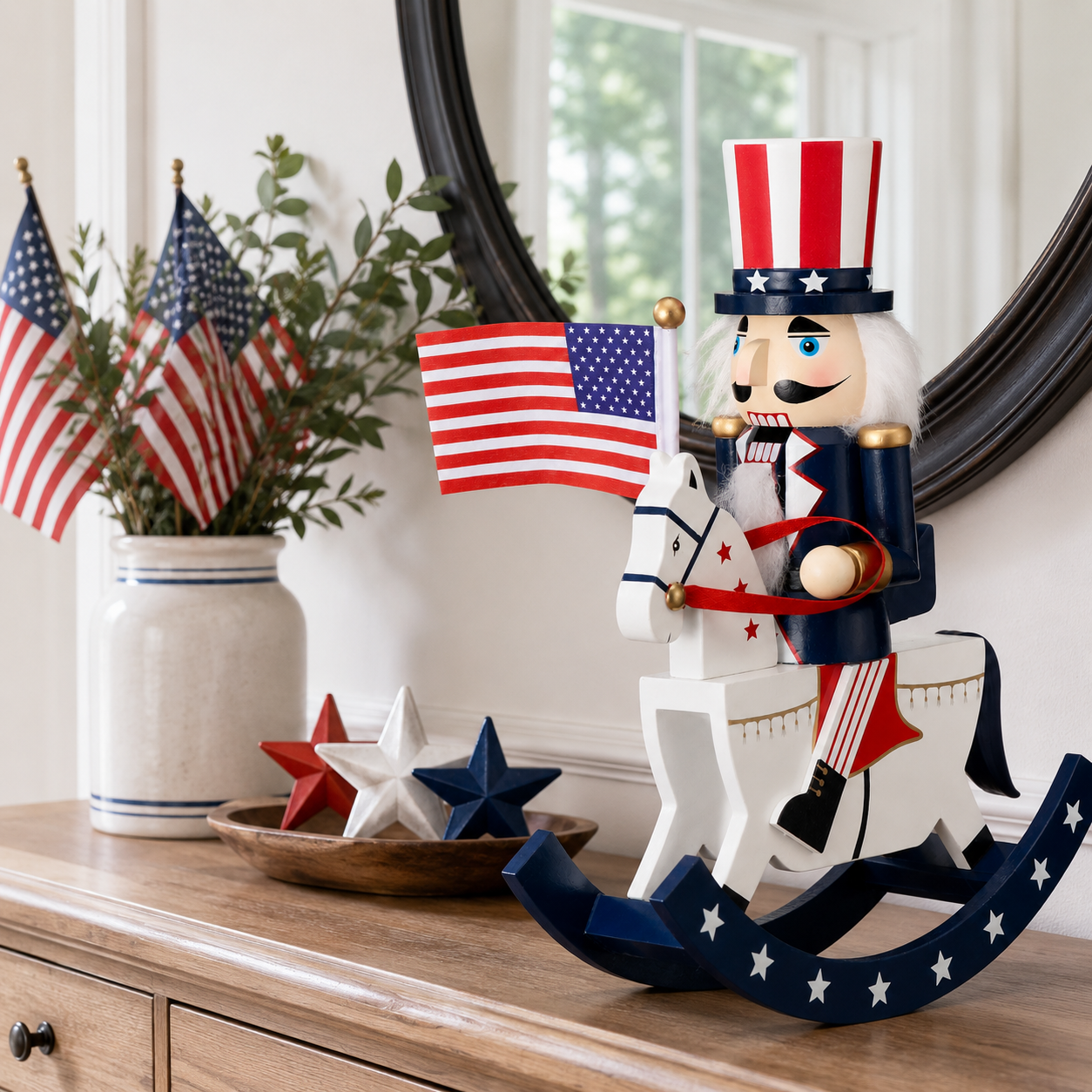 Patriotic Nutcracker Rocking Horse