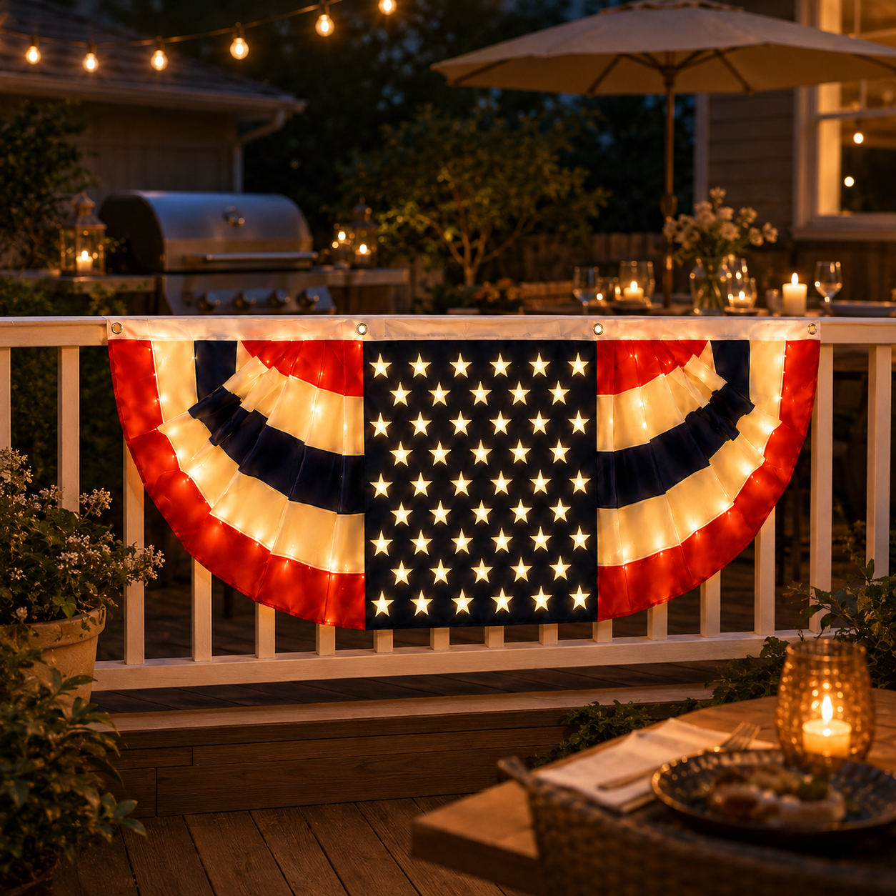 Lighted Patriotic Bunting Banner