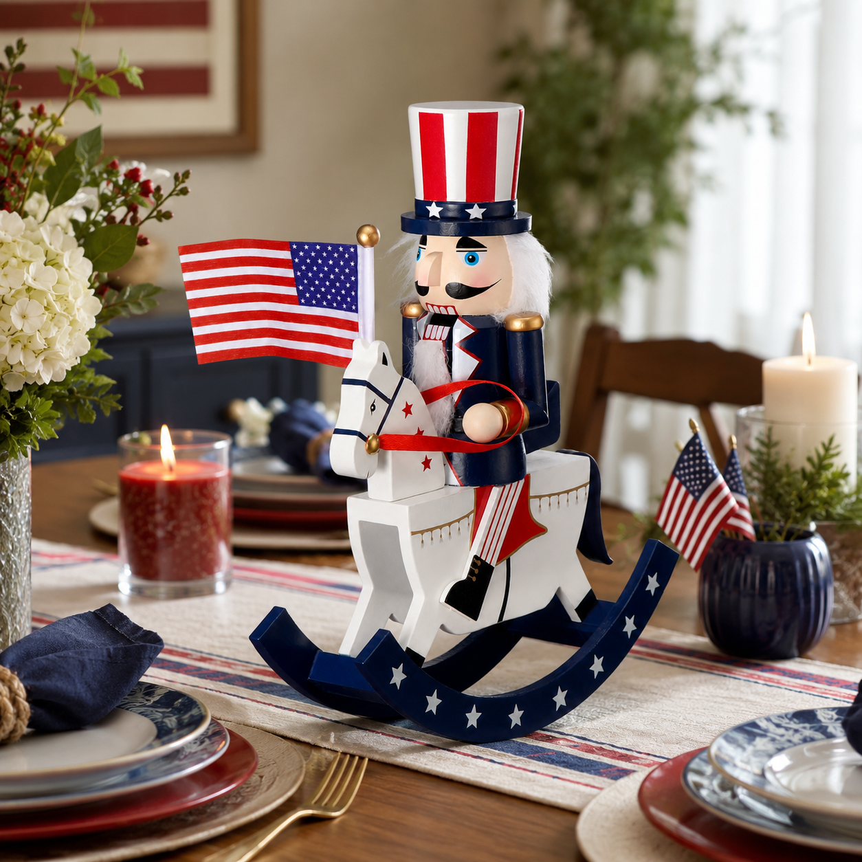 Patriotic Nutcracker Rocking Horse