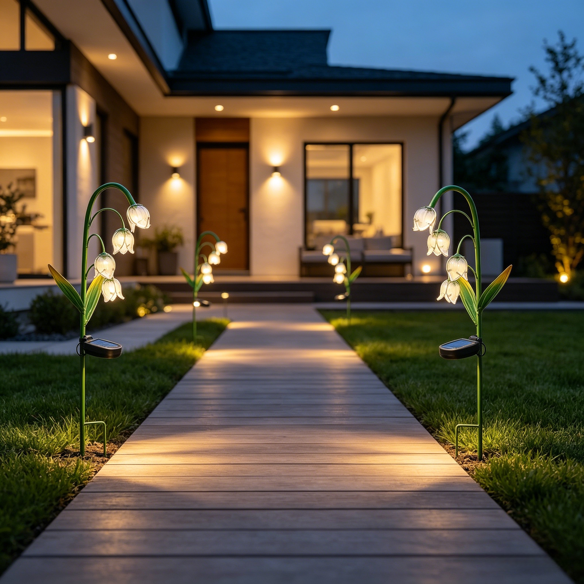 Artisanal Glass Lily of the Valley Solar Stakes