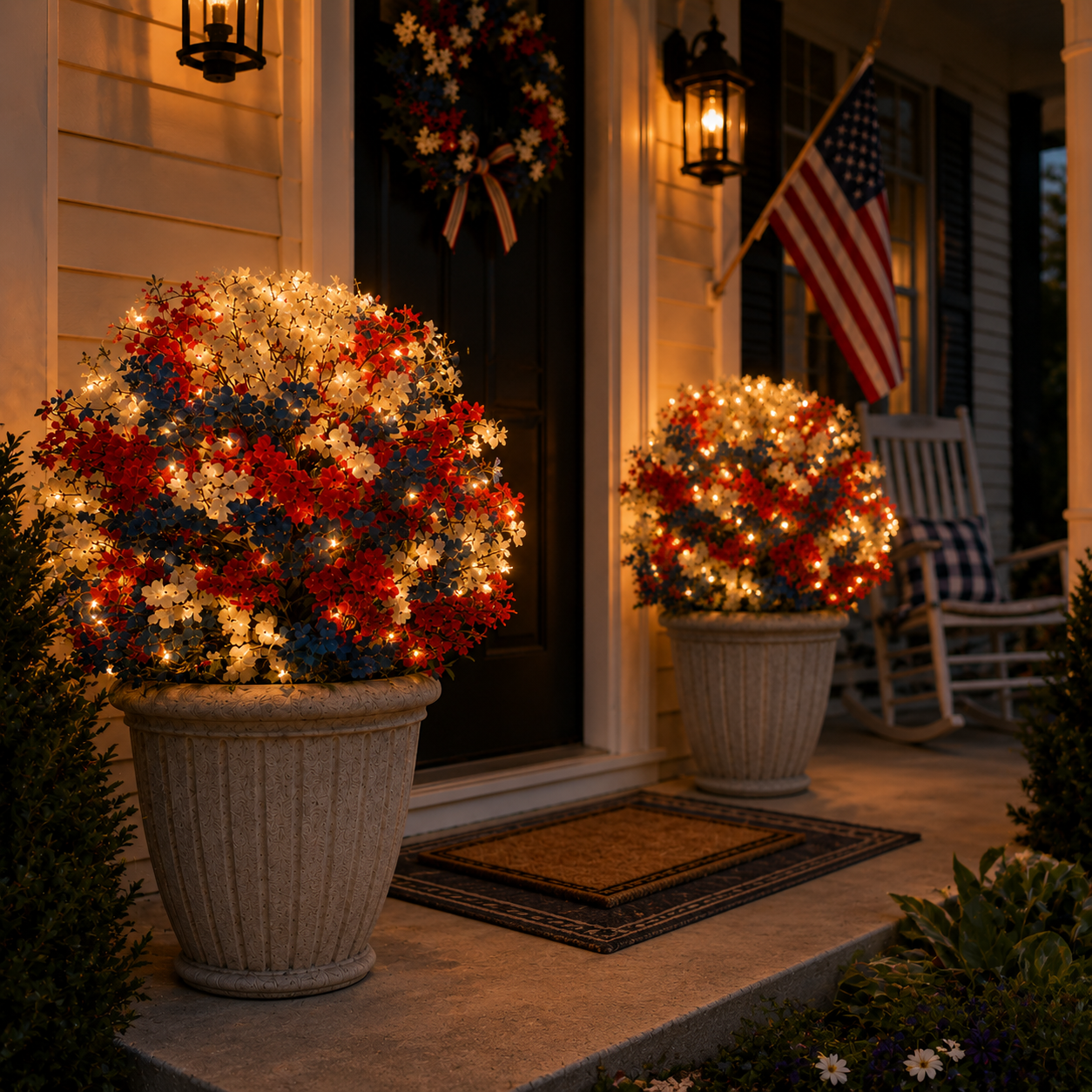 Lighted Patriotic Artificial Flower Garden Stakes