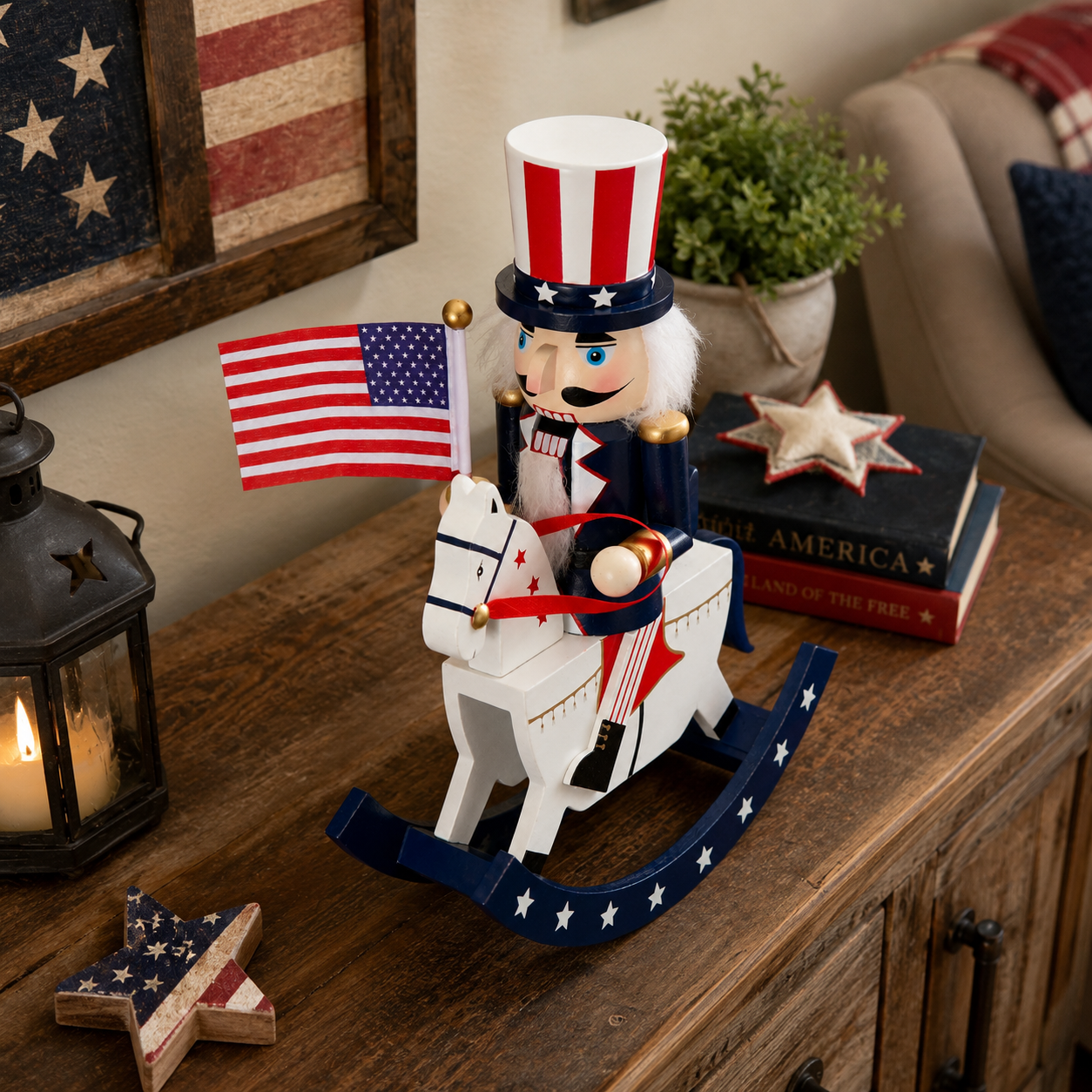 Patriotic Nutcracker Rocking Horse