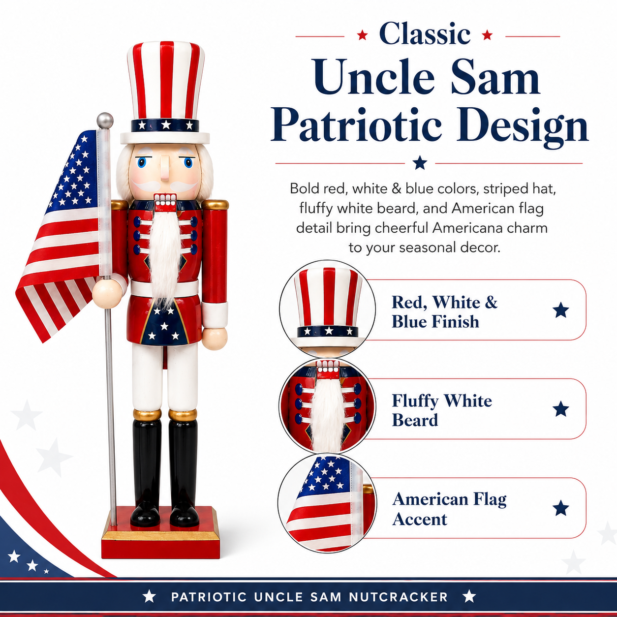 Patriotic Uncle Sam Nutcracker