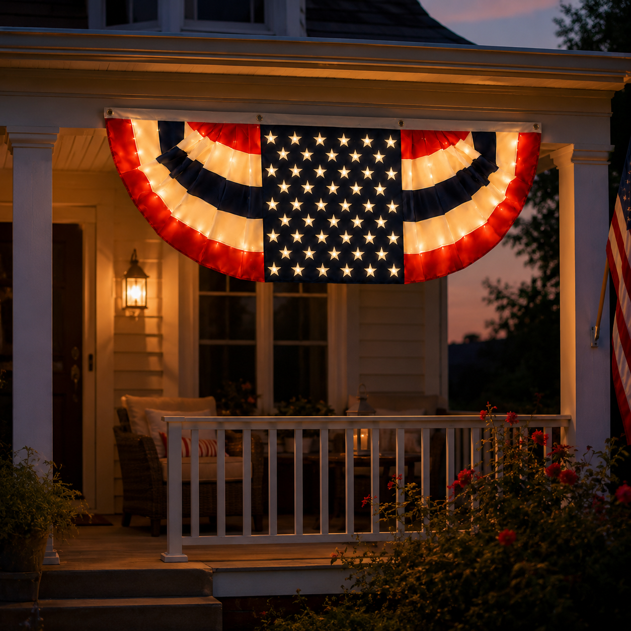 Lighted Patriotic Bunting Banner