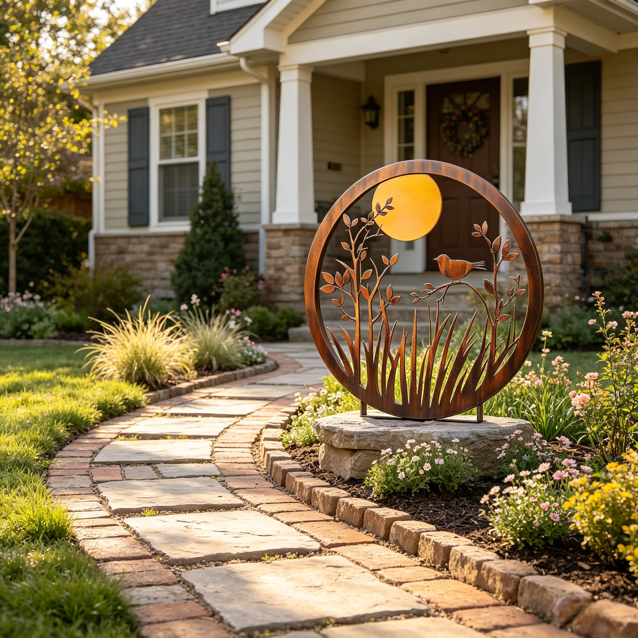 Moonlit Bird Metal Garden Sculpture