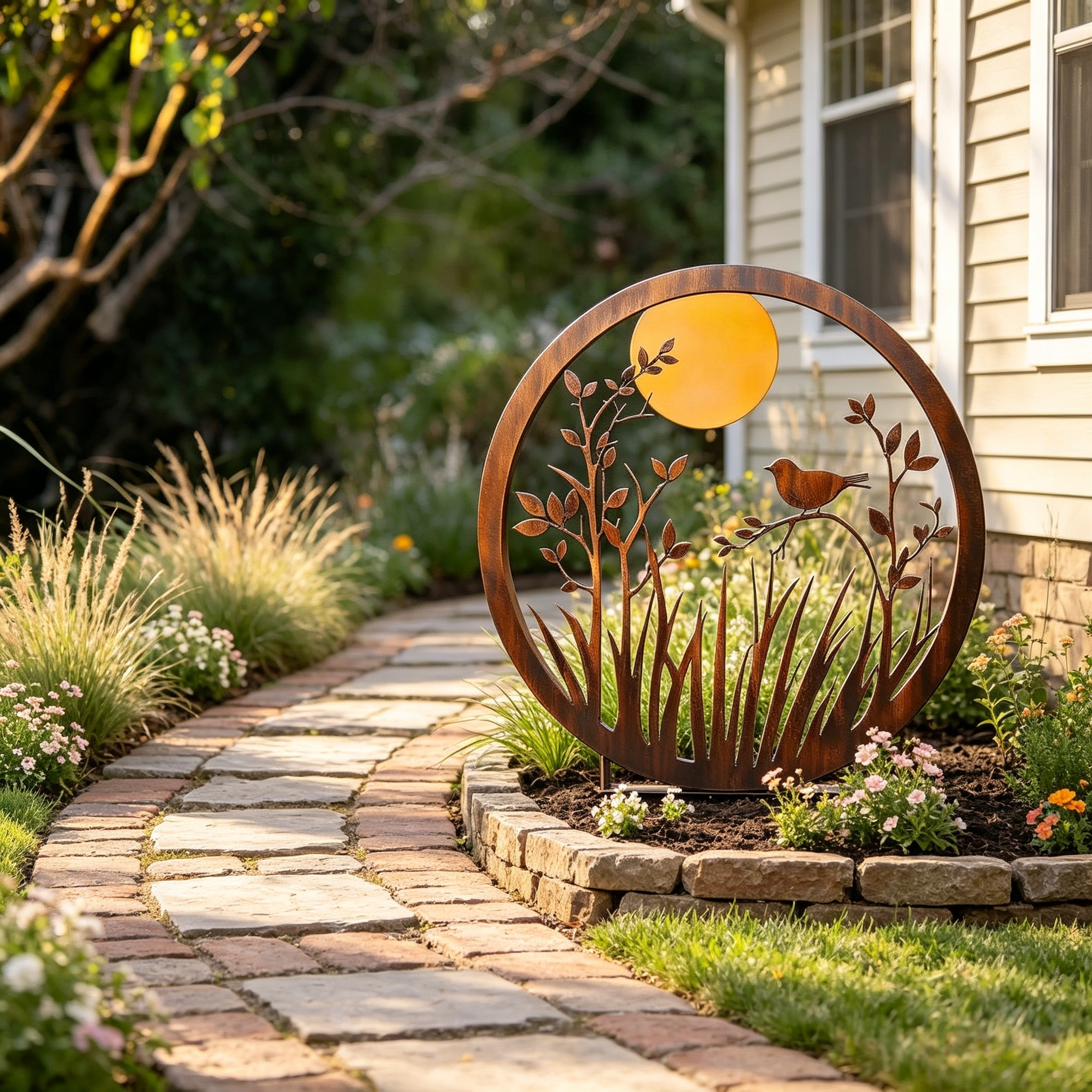 Moonlit Bird Metal Garden Sculpture