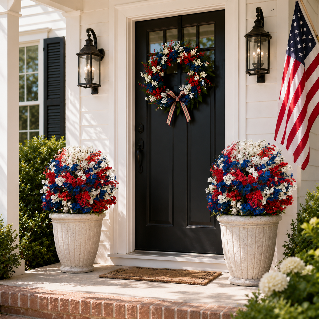 Lighted Patriotic Artificial Flower Garden Stakes