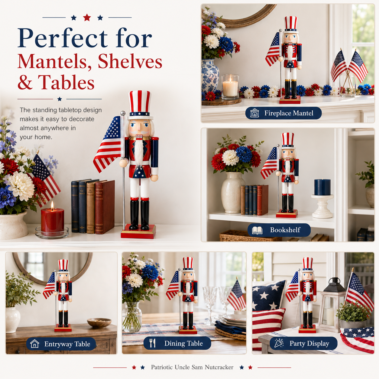 Patriotic Uncle Sam Nutcracker
