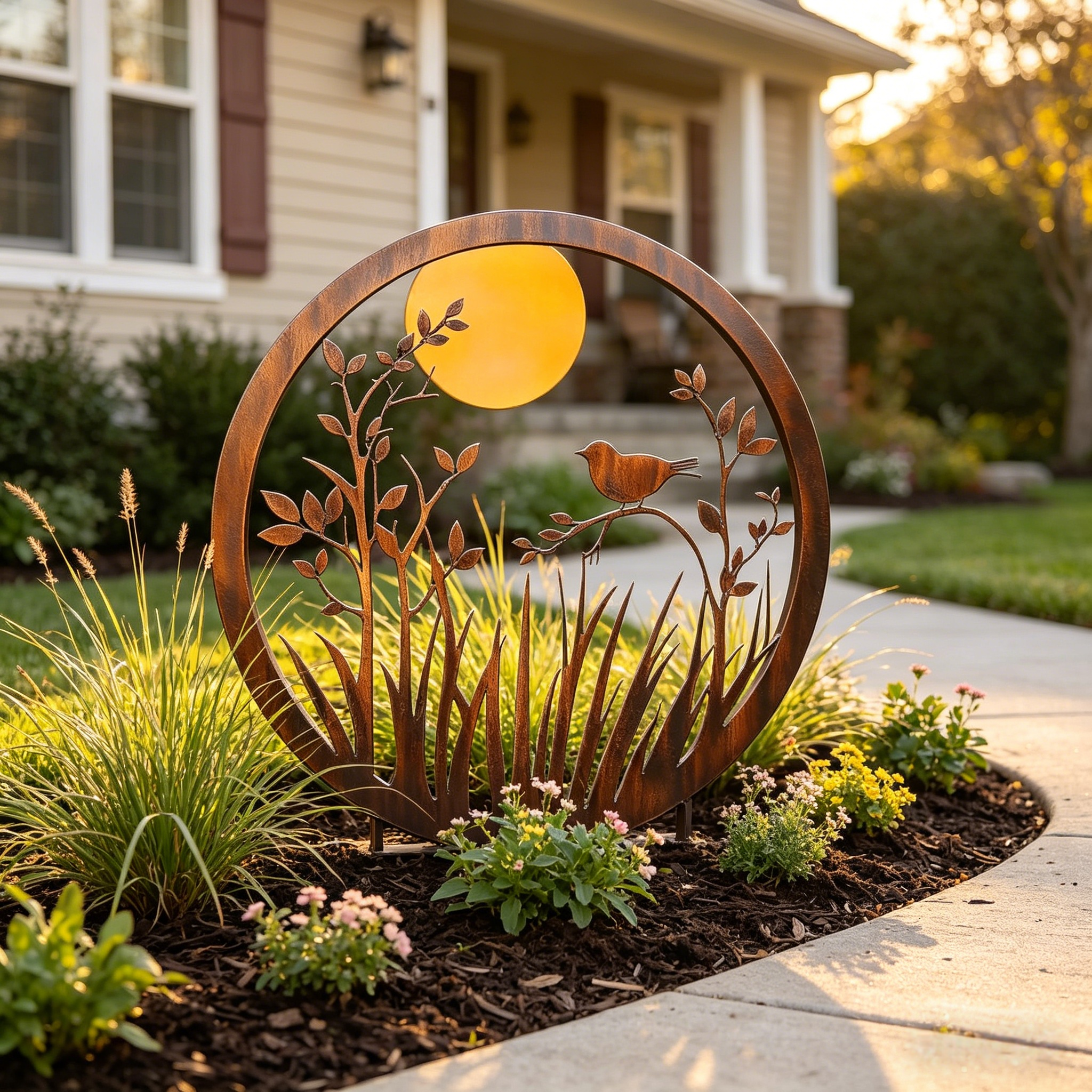 Moonlit Bird Metal Garden Sculpture