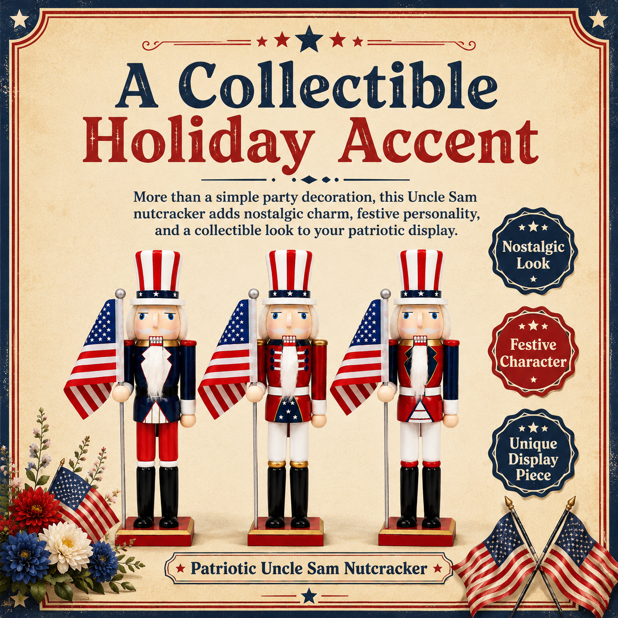 Patriotic Uncle Sam Nutcracker