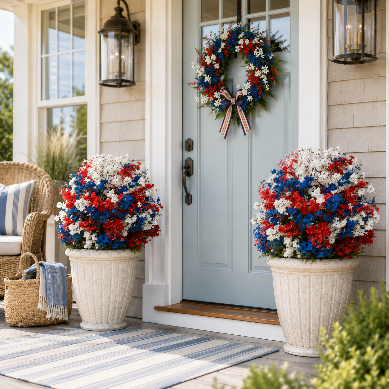 Lighted Patriotic Artificial Flower Garden Stakes