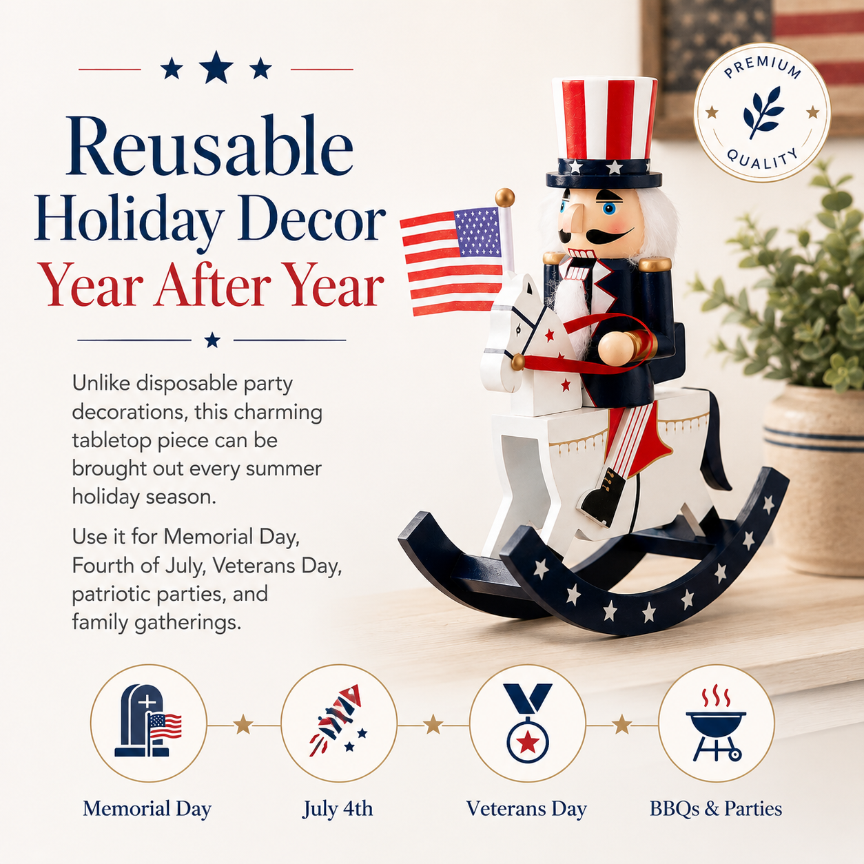 Patriotic Nutcracker Rocking Horse
