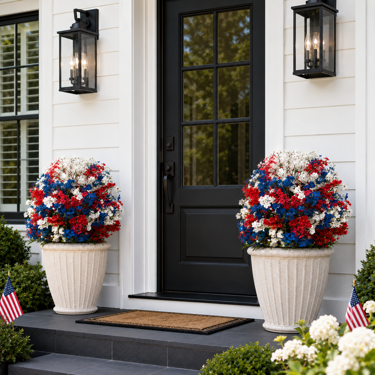 Lighted Patriotic Artificial Flower Garden Stakes