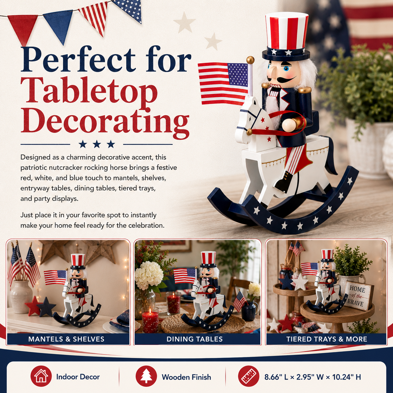 Patriotic Nutcracker Rocking Horse
