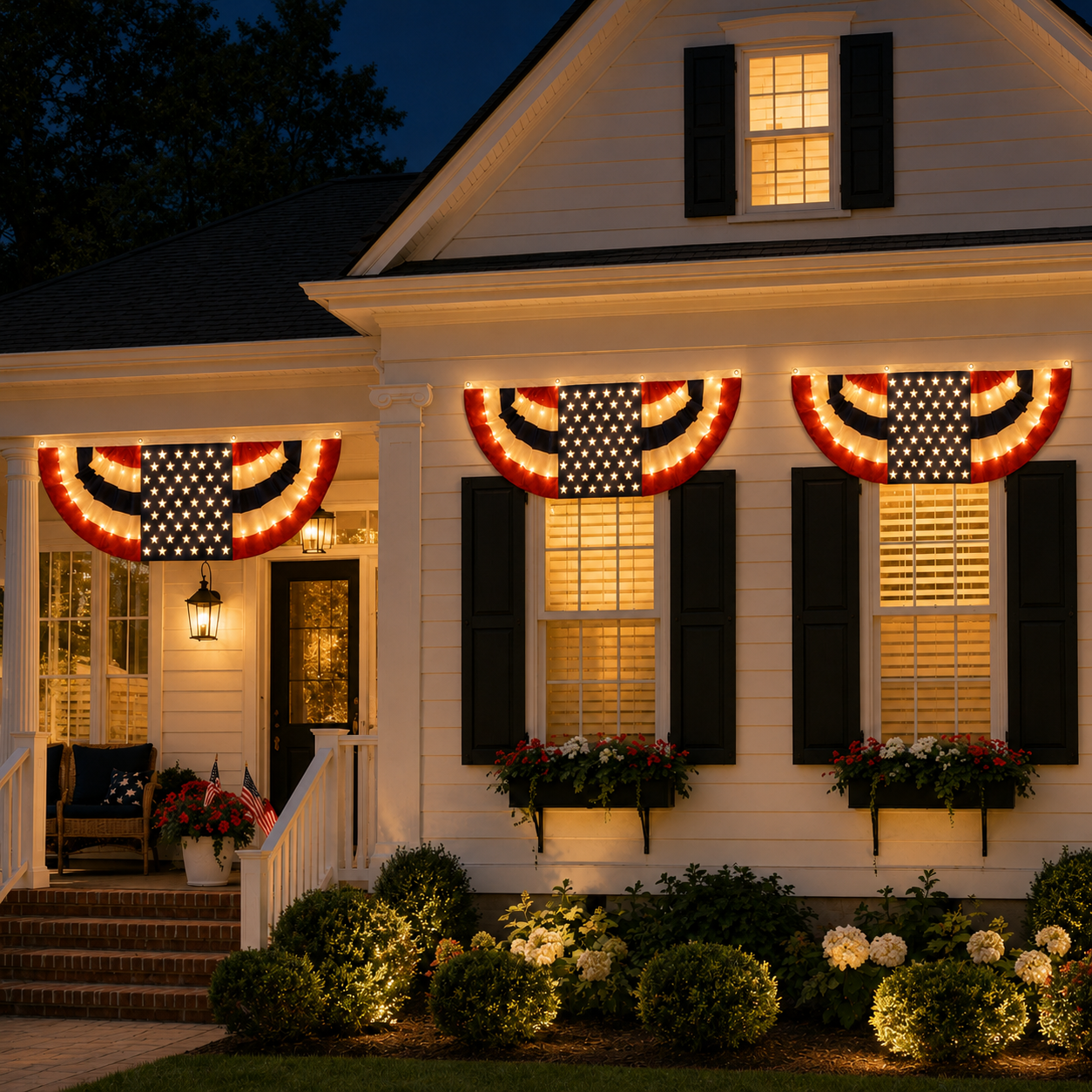 Lighted Patriotic Bunting Banner