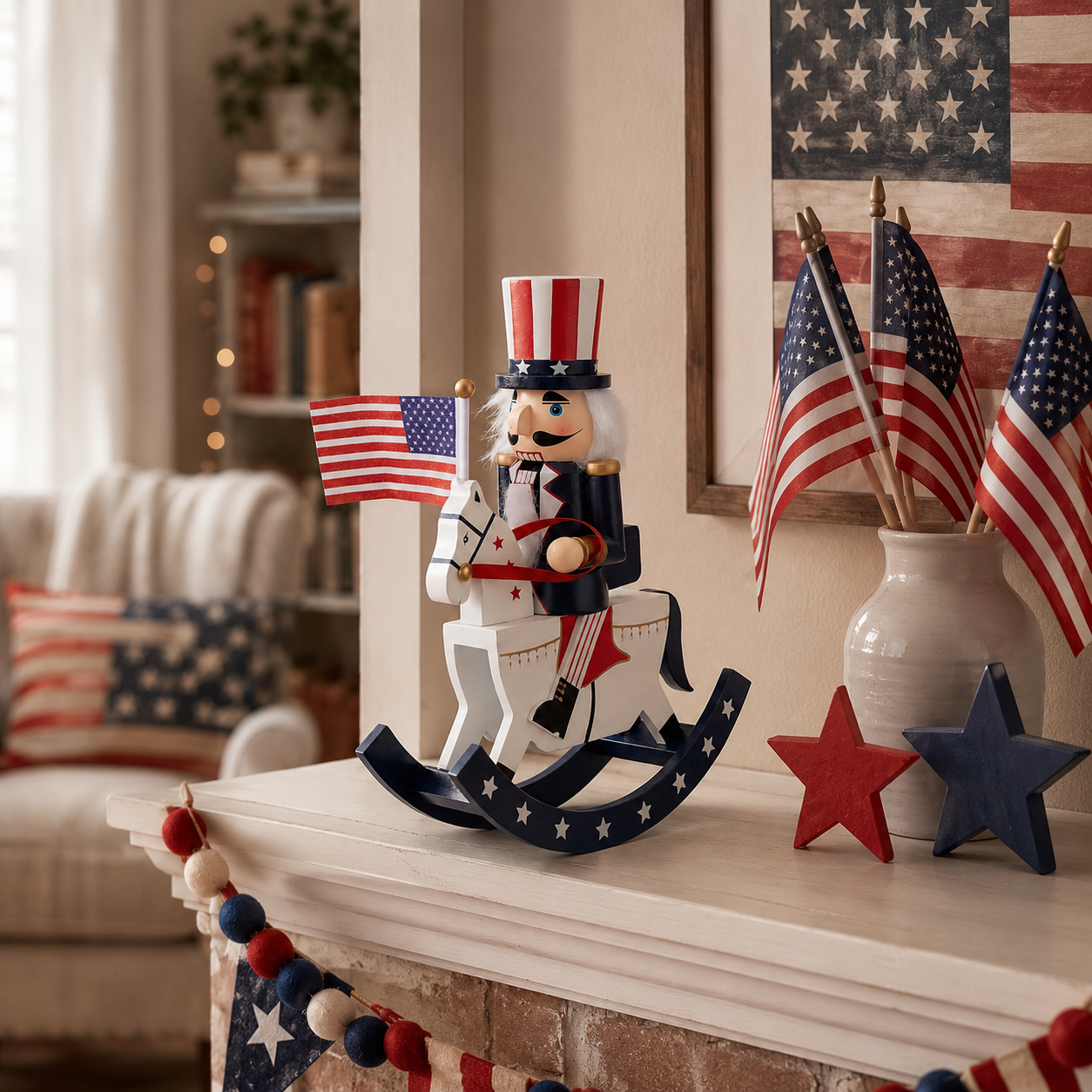 Patriotic Nutcracker Rocking Horse