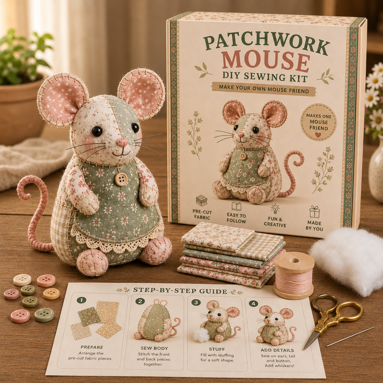 Cottage Patchwork Friends DIY Sewing Kit