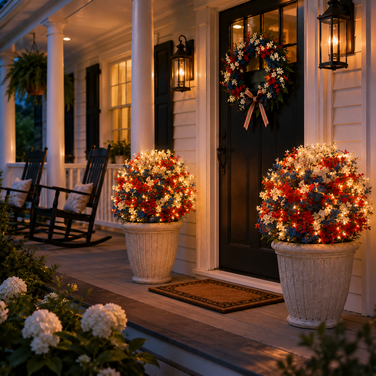 Lighted Patriotic Artificial Flower Garden Stakes
