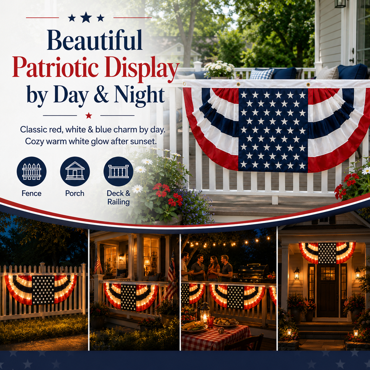 Lighted Patriotic Bunting Banner