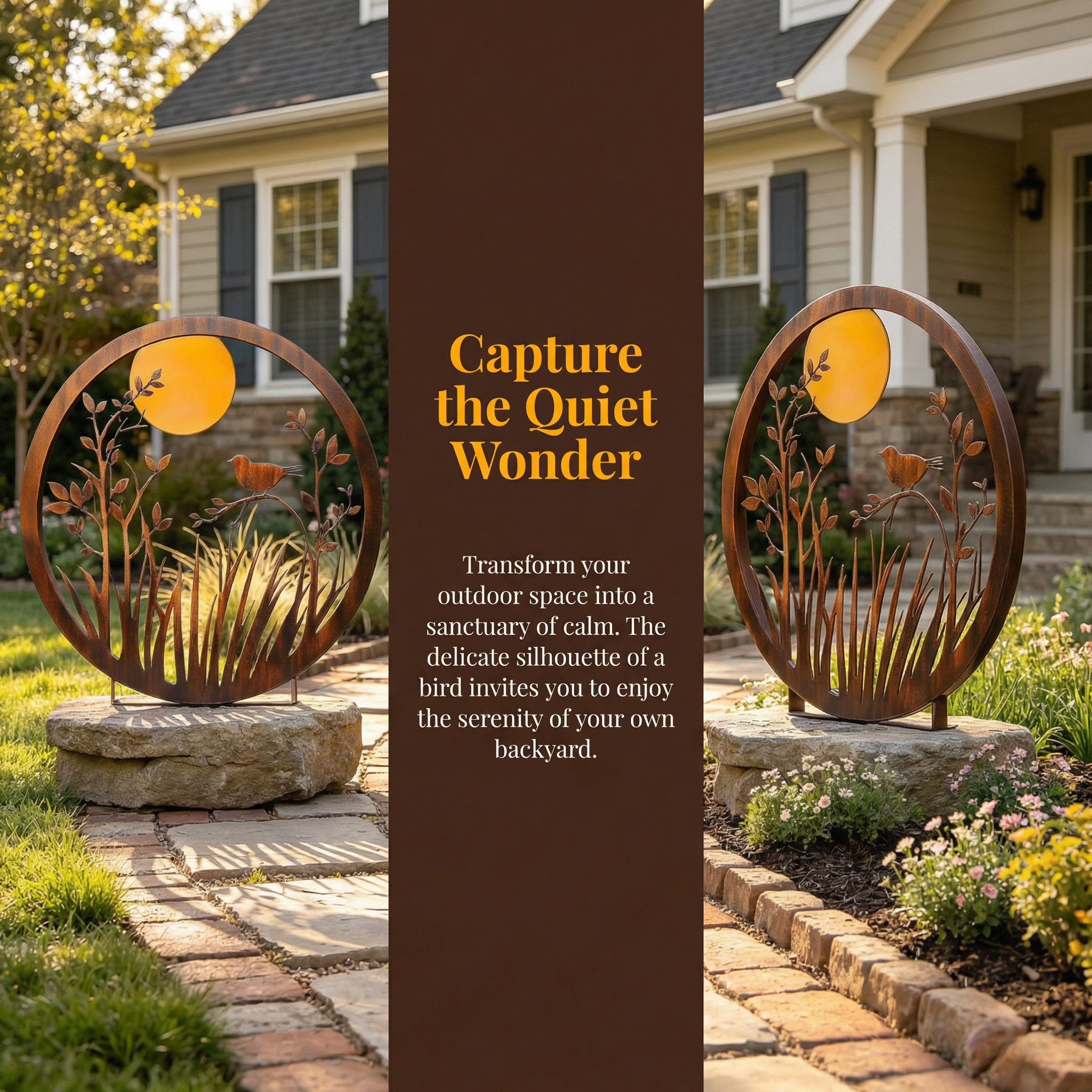 Moonlit Bird Metal Garden Sculpture