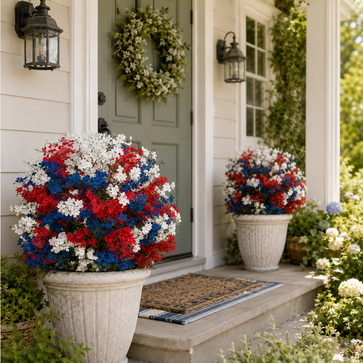 Lighted Patriotic Artificial Flower Garden Stakes