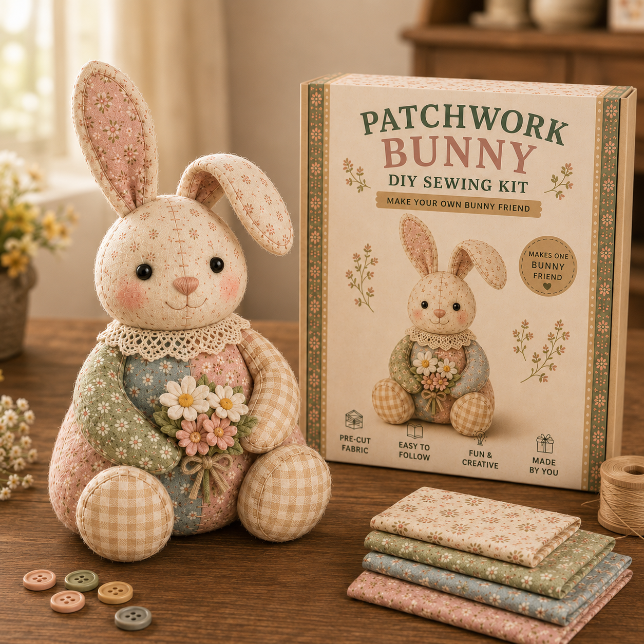 Cottage Patchwork Friends DIY Sewing Kit