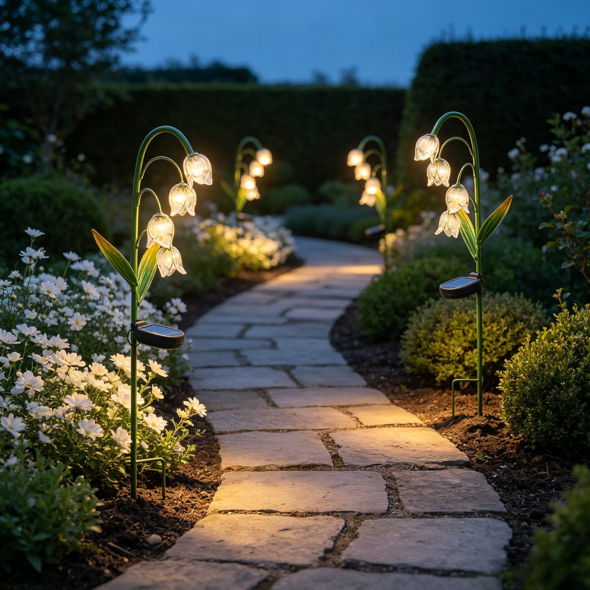 Artisanal Glass Lily of the Valley Solar Stakes