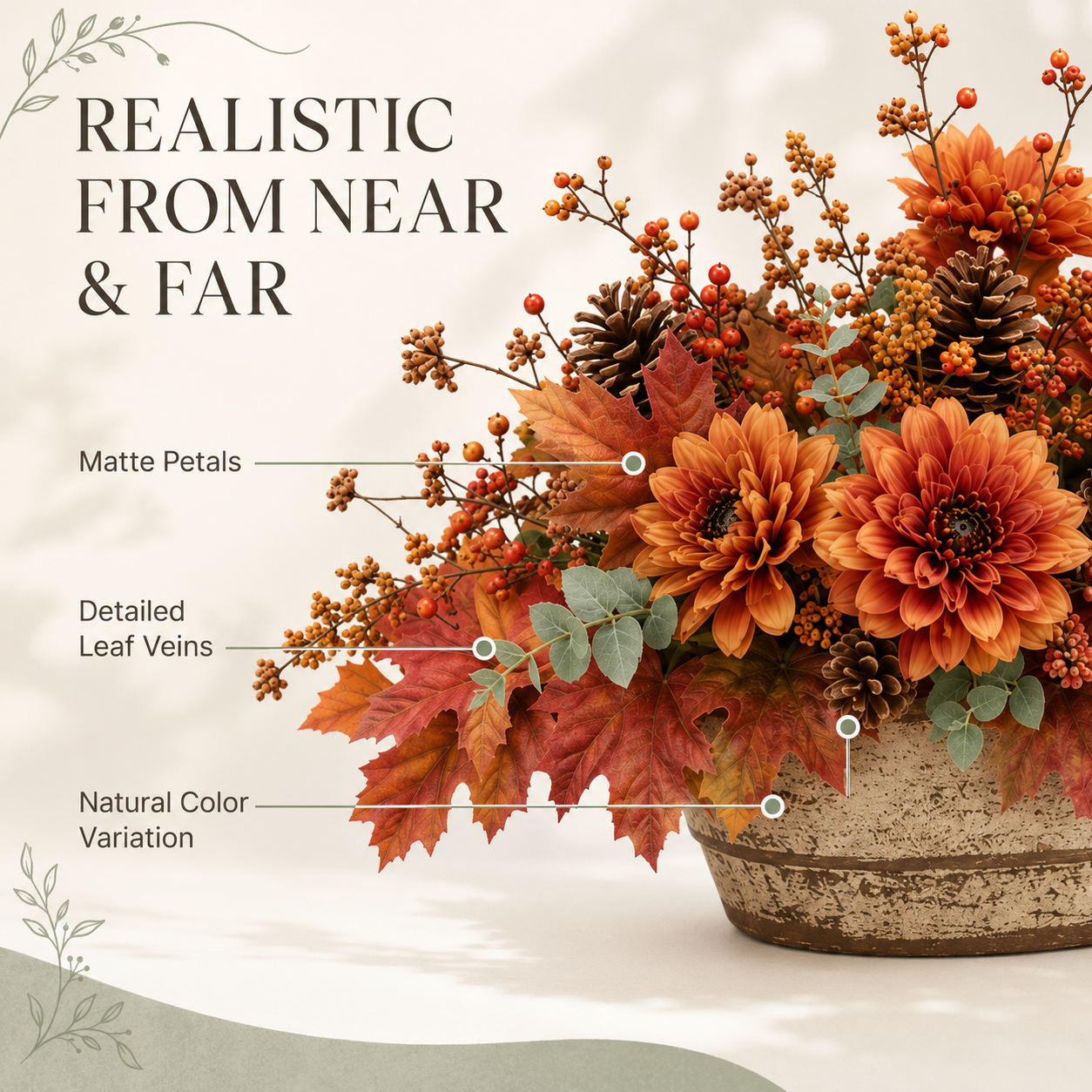 Autumn Harvest Planter Inserts – Set of 6 Realistic Fall Floral Picks