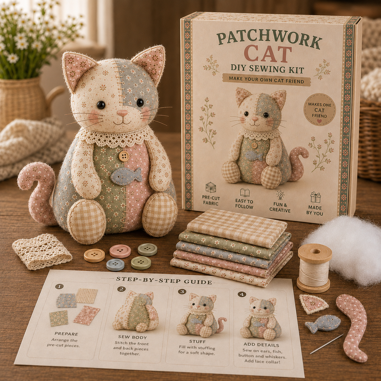 Cottage Patchwork Friends DIY Sewing Kit