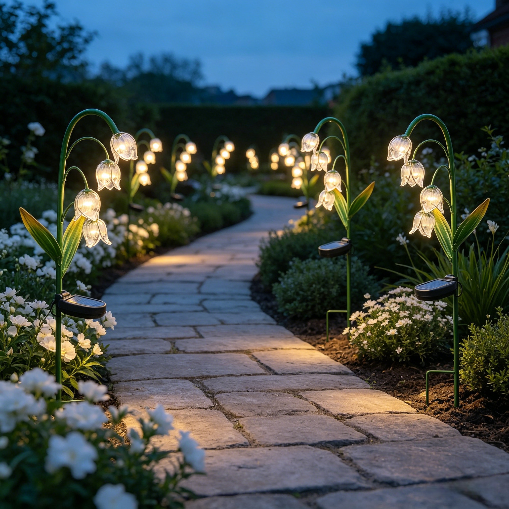 Artisanal Glass Lily of the Valley Solar Stakes